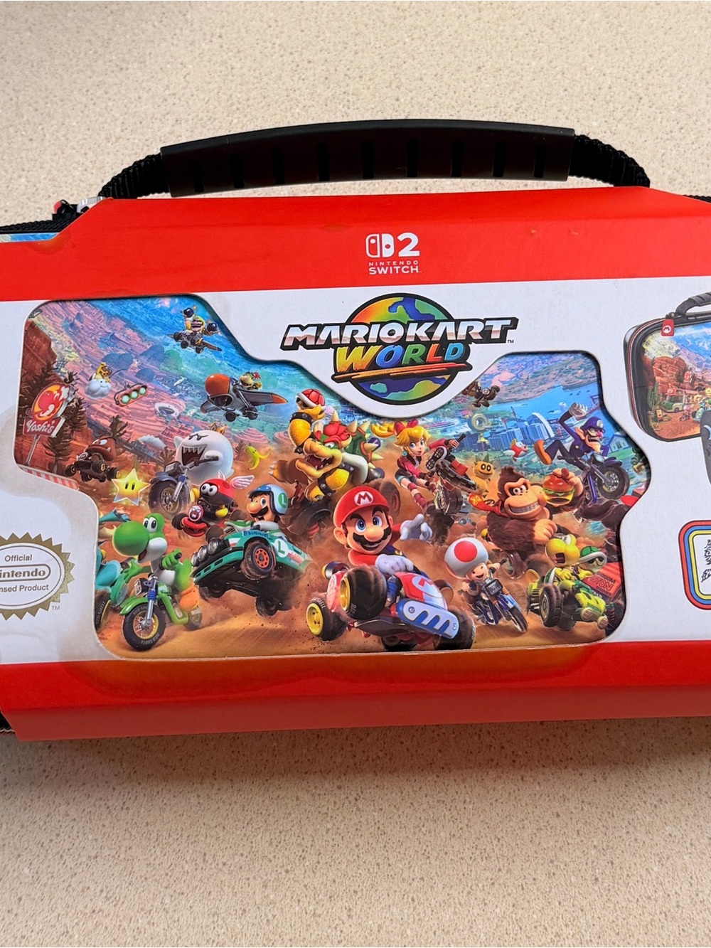 Nintendo Mario Kart World Travel Case in Bright Red with Multicolor Graphics